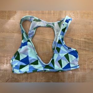AERIE Scoop Green geometric triangle bikini top
